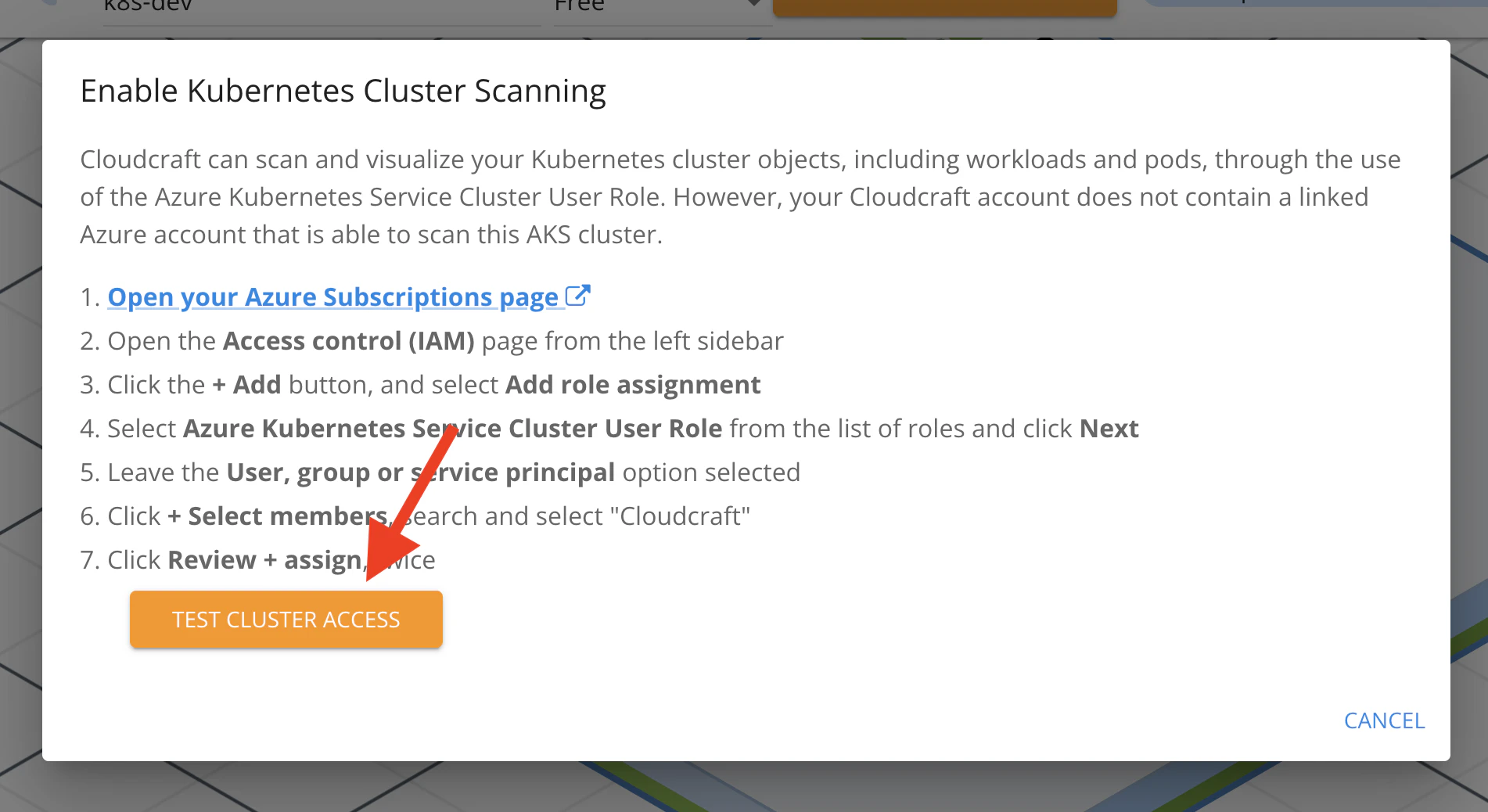 Cluster Click Connect an Azure AKS Cluster with Cloudcraft