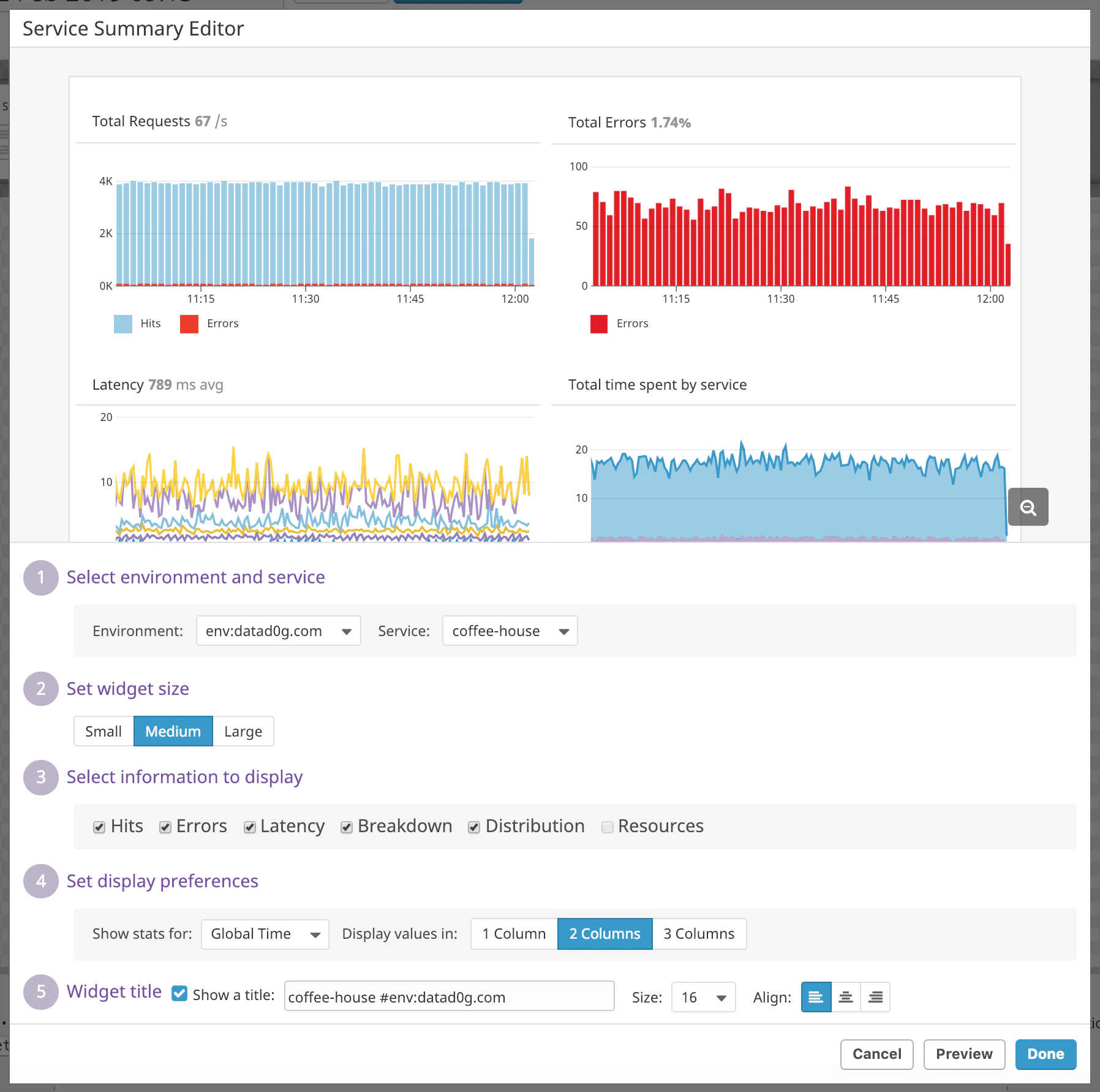 Service Summary Widget