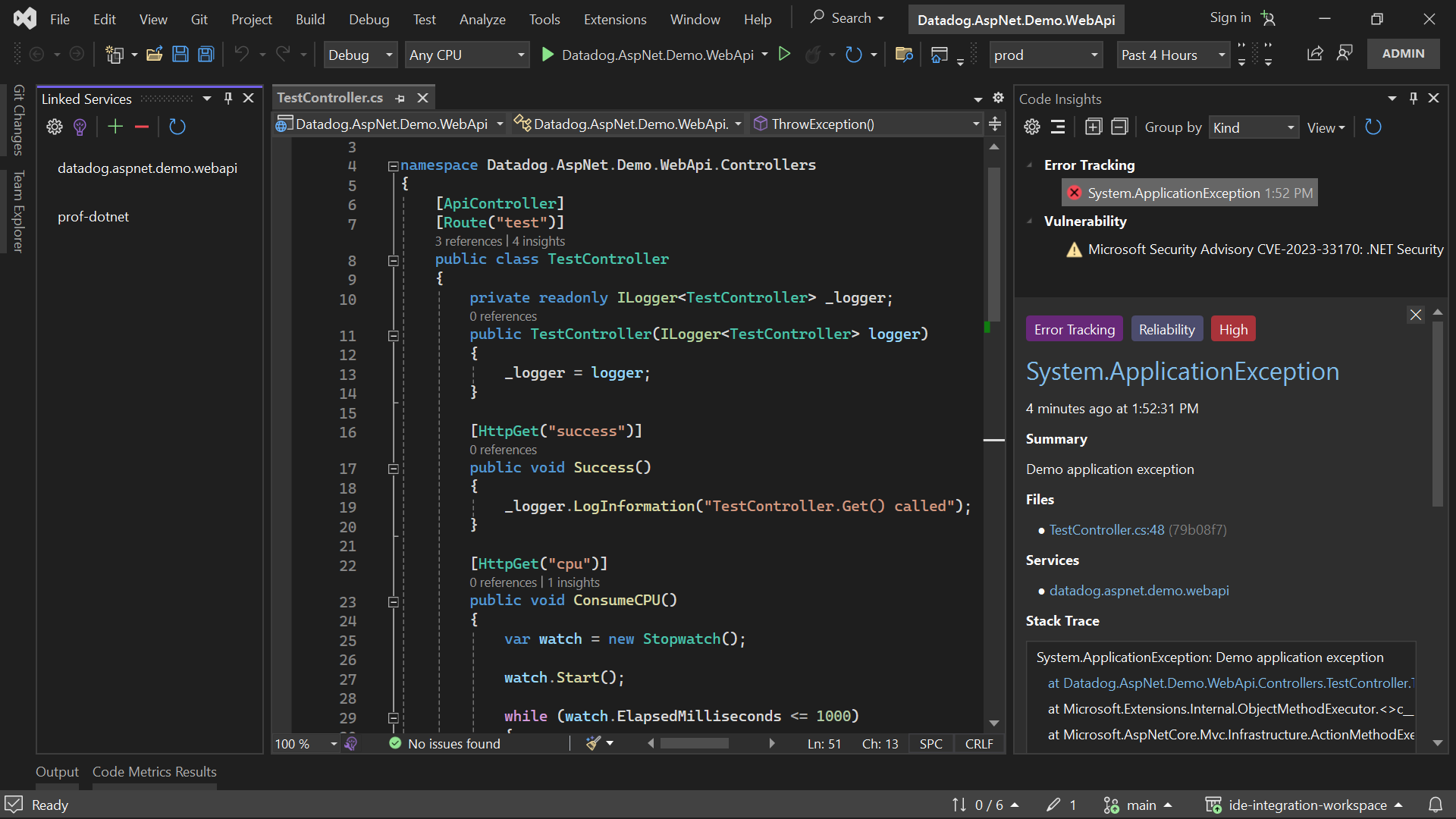 Datadog Extension for Visual Studio