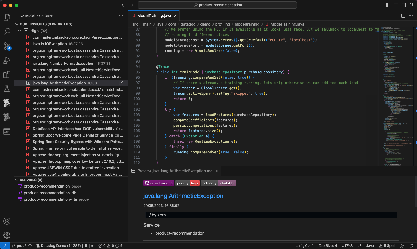 Datadog Extension for Visual Studio Code