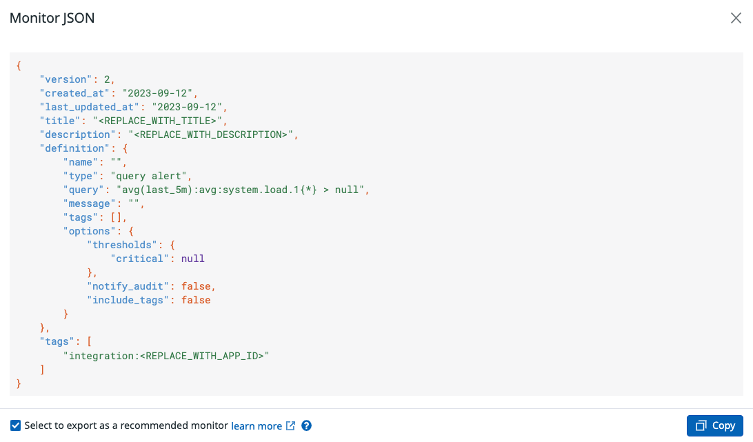 Create an Integration-Monitor Template