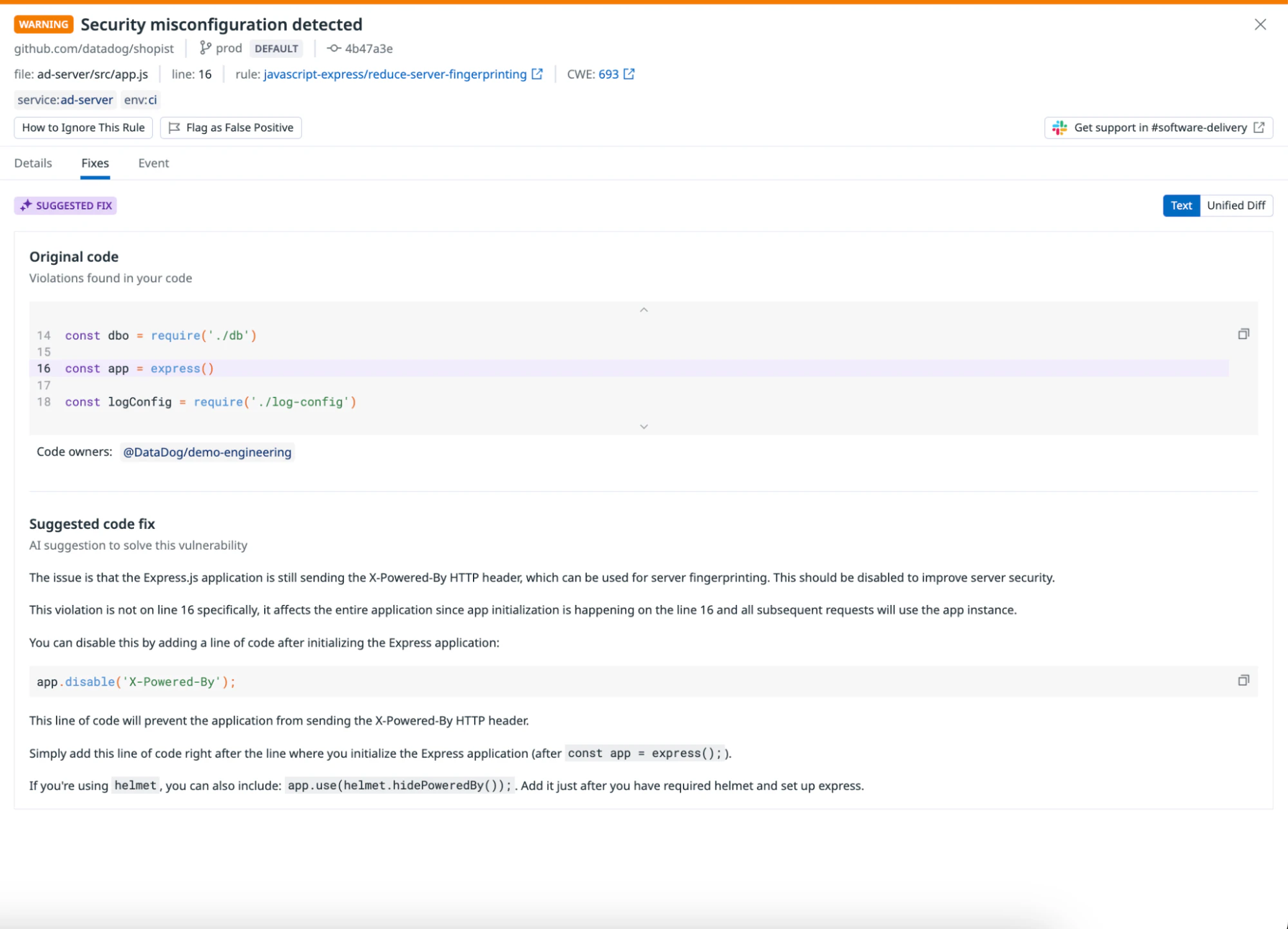 Small Code Fix Getting Started with Code Security