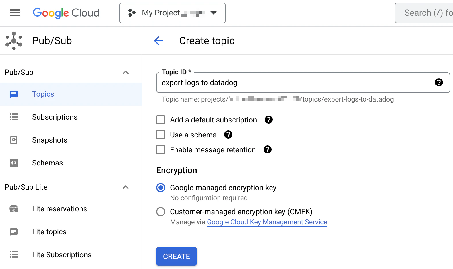 Topic Card Google Collect Google Cloud Logs with a Pub/Sub Push Subscription