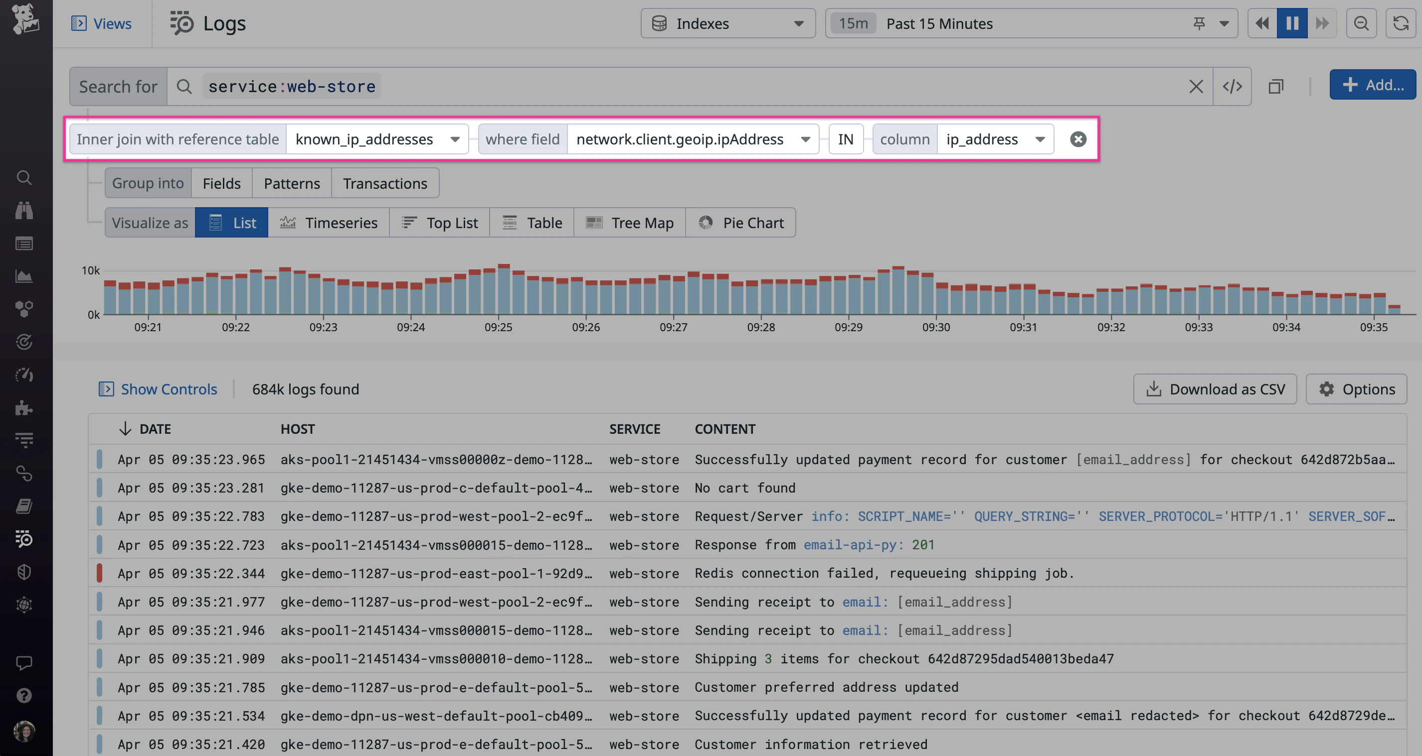 Datadog Search Advanced Search