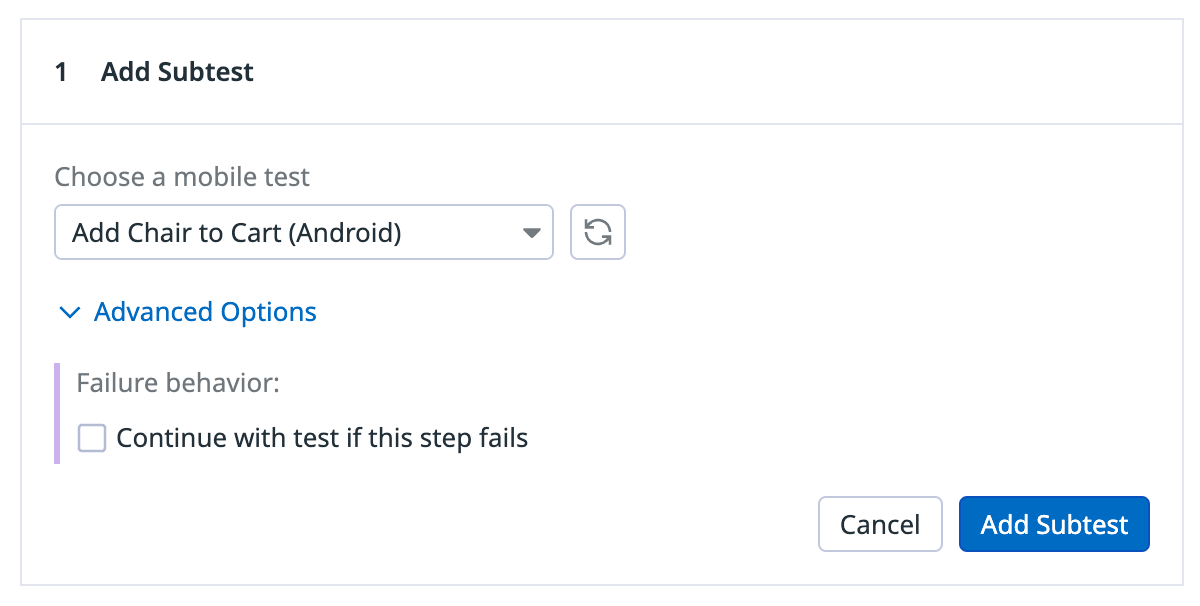 Advanced Options for Mobile App Testing Steps