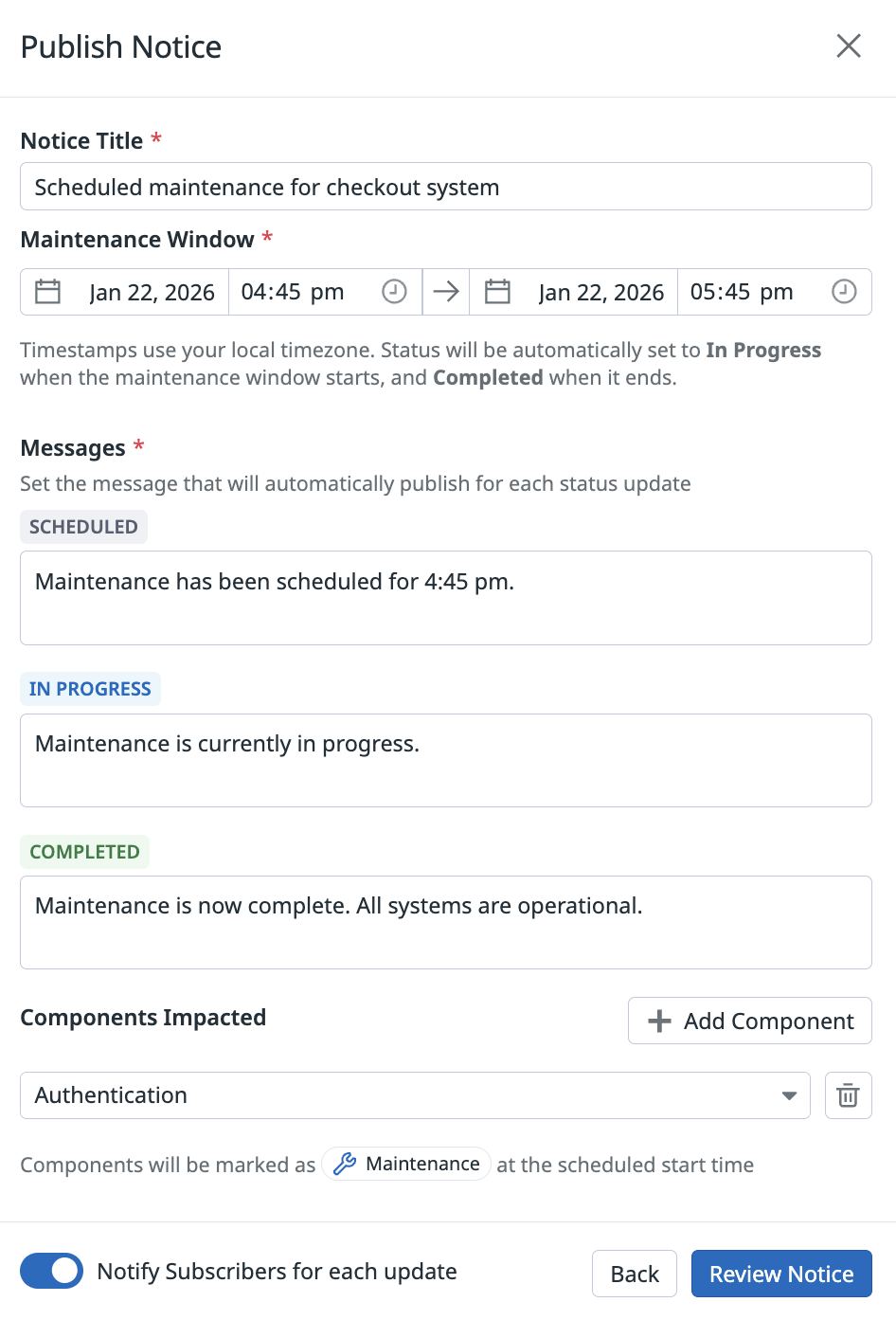 Status Pages