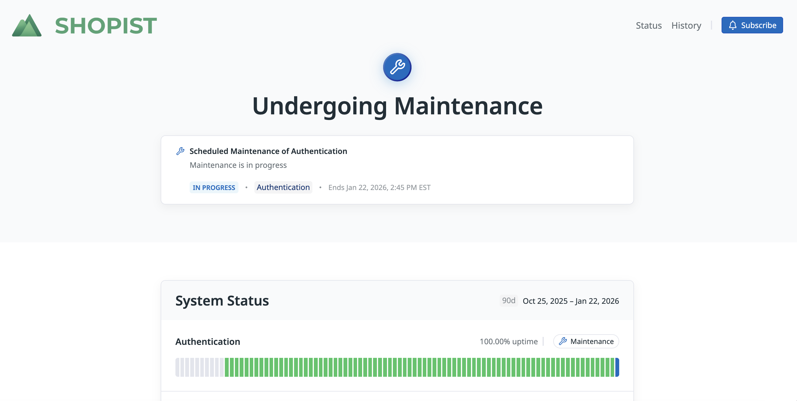 Server Maintenance Message Status Pages