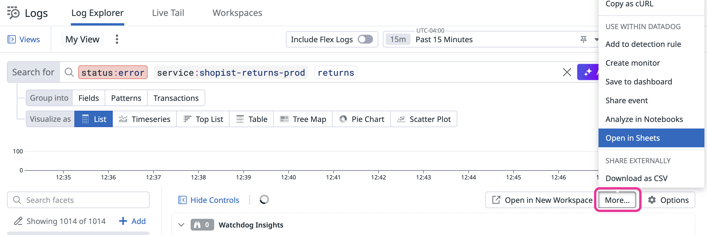 Analyze Error Logs Using Sheets