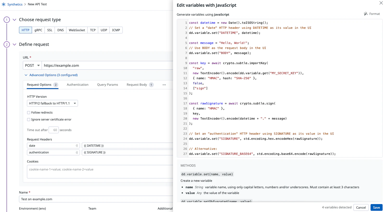 Creating HTTP Tests with HMAC Authentication