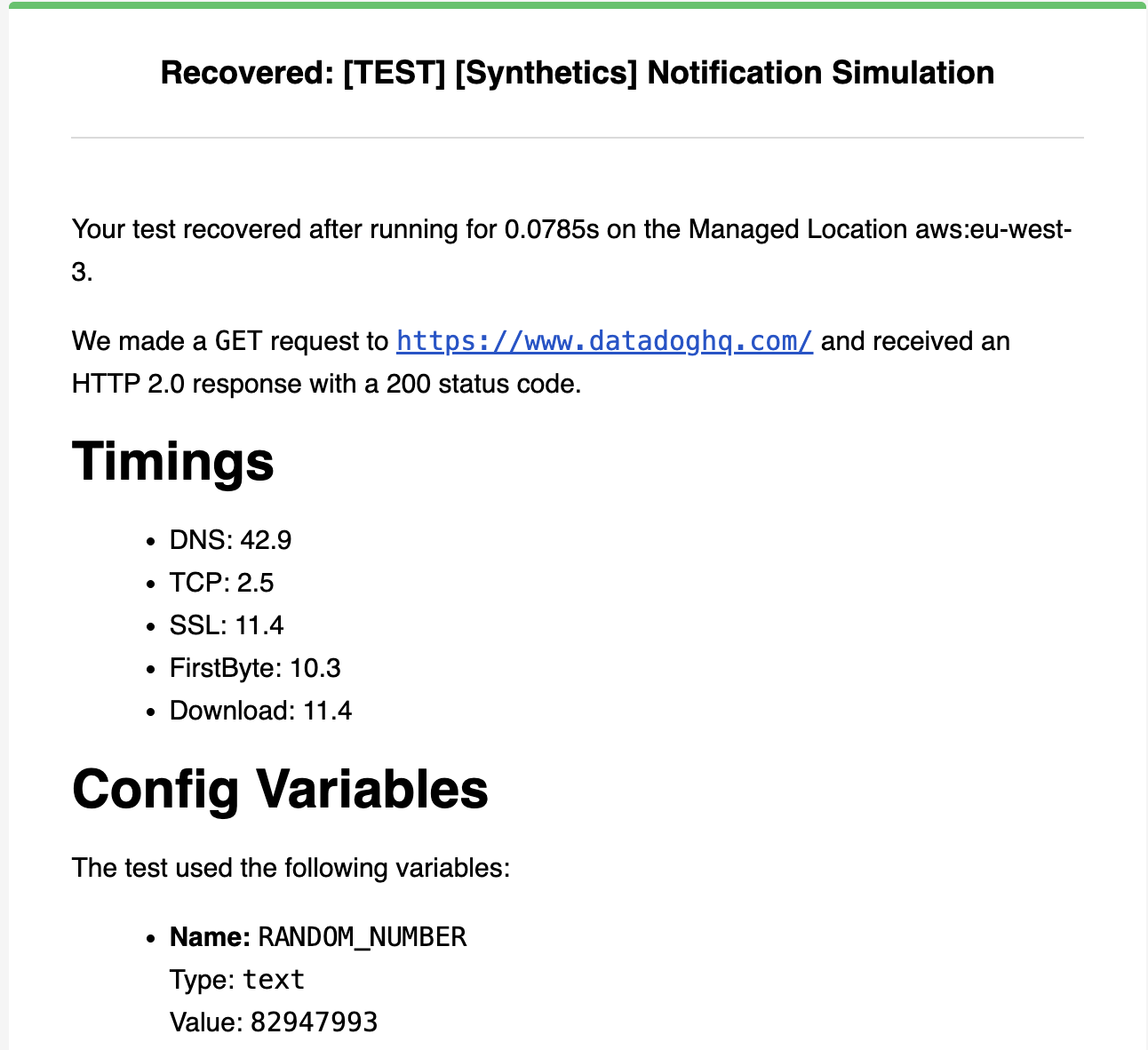 Synthetic Monitoring Notifications