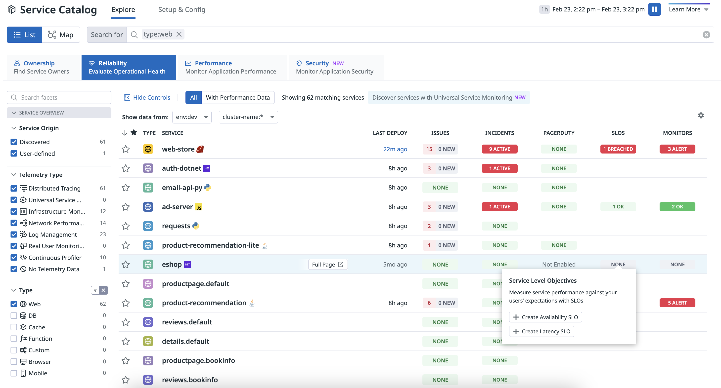 Using USM Metrics in Monitors, SLOs, and Dashboards